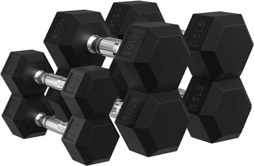 Signature Fitness Signature Fitness Hex Dumbbells, 5, 10 & 15 lb Set