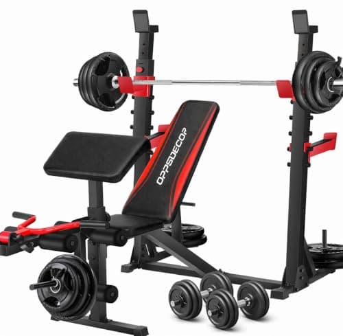 OPPSDECOR OPPSDECOR ASTM-Certified Weight Bench Set with Squat Rack (900 lb)